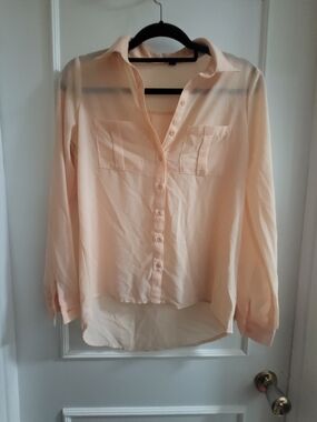 Jacob Peach Long-Sleeve Button-Down Shirt Size Xs